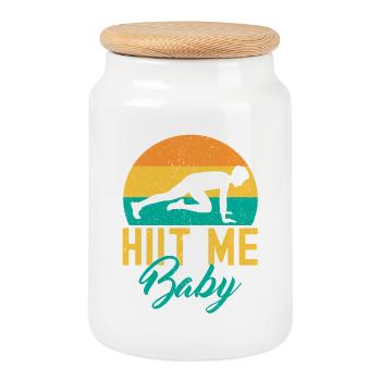 Gymnase de calistnique Hiit Me Baby Calisthenics Fitness - Boîte à biscuits avec couvercle en bois - blanc - Devant