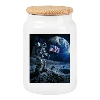 Astronaut - Keksdose mit Holzdeckel - Weiß - Vorne