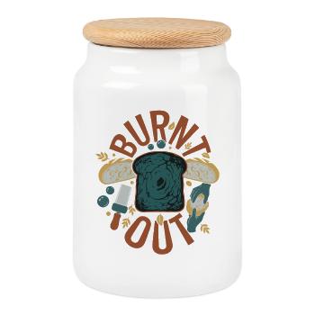 Pain au levain Pain Pâtissier Brûlé - Boîte à biscuits avec couvercle en bois - blanc - Devant
