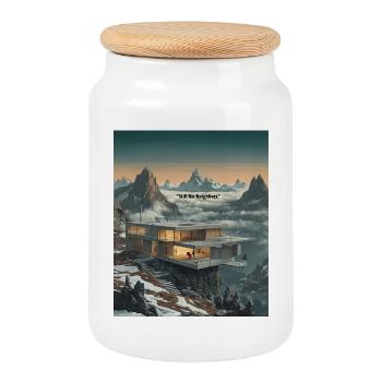 Toujours pas de voisins Alpine Glass House - Boîte à biscuits avec couvercle en bois - blanc - Devant