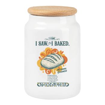 sourdough bread baking baker sourdough starter - Cookie Jar with Wooden Lid - white - Front