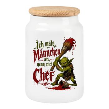 Gobelin de table avec un pinceau - Boîte à biscuits avec couvercle en bois - blanc - Devant