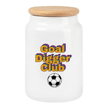 Goal Digger Club Soccer Football  - Cookie Jar with Wooden Lid - white - Front