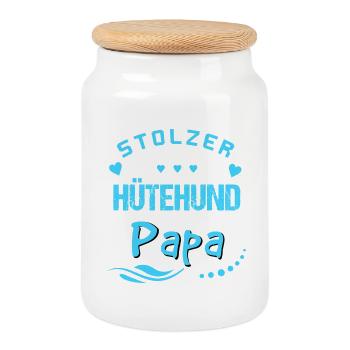 Stolzer Hütehund Papa - Keksdose mit Holzdeckel - Weiß - Vorne