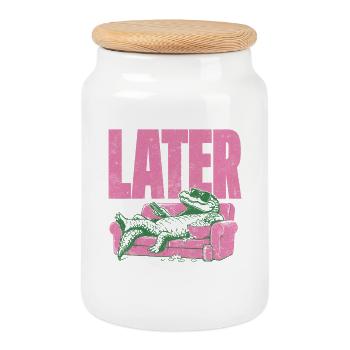 LATER Alligator Lounge - Keksdose mit Holzdeckel - Weiß - Vorne
