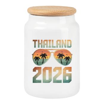Thailand 2026 - Keksdose mit Holzdeckel - Weiß - Vorne