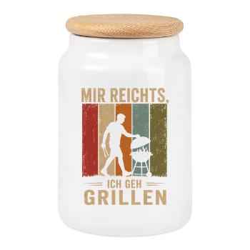 Mir reichts Ich geh grillen Vintage BBQ - Keksdose mit Holzdeckel - Weiß - Vorne
