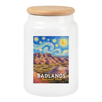 Badlands National Park Van Gogh Panorama - Cookie Jar with Wooden Lid - white - Front