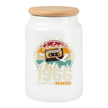 Homme à cadeaux pour le 60e anniversaire Meilleur de mai 1966 - Boîte à biscuits avec couvercle en bois - blanc - Devant