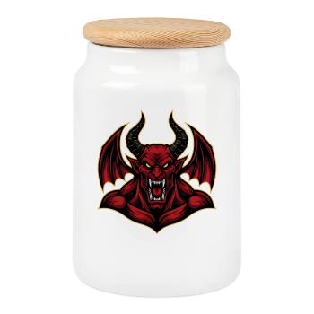 Teufel Dämon Maske Tod Fantasy Satan Halloween - Keksdose mit Holzdeckel - Weiß - Vorne