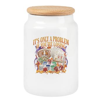 Ce n’est un problème que si vous êtes au casino - Boîte à biscuits avec couvercle en bois - blanc - Devant