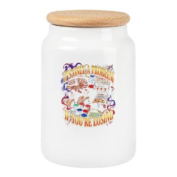 Ce n’est un problème que si vous êtes au casino - Boîte à biscuits avec couvercle en bois - blanc - Devant