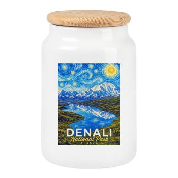 Denali-Nationalpark, Alaska - Keksdose mit Holzdeckel - Weiß - Vorne