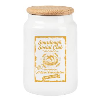 sourdough Social Club Artisan Fermentation Baking - Cookie Jar with Wooden Lid - white - Front