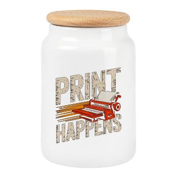 Designer d’impression Print Happens Designer créatif - Boîte à biscuits avec couvercle en bois - blanc - Devant