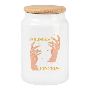 Nail Designer Nail Designer Cosmetics Nail Salon - Cookie Jar with Wooden Lid - white - Front