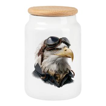 Adler Pilot - Boîte à biscuits avec couvercle en bois - blanc - Devant