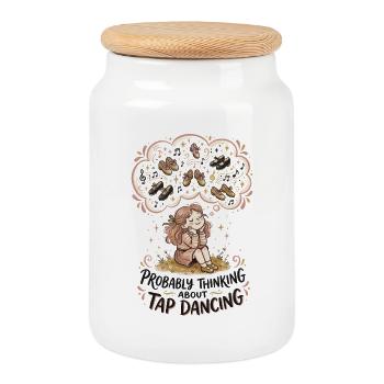 Danse de claquettes de pensée Danse de claquettes - Boîte à biscuits avec couvercle en bois - blanc - Devant