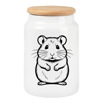 hamster - Boîte à biscuits avec couvercle en bois - blanc - Devant