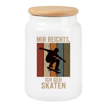 Mir reichts Ich geh skaten Retro Skater Shirt - Keksdose mit Holzdeckel - Weiß - Vorne