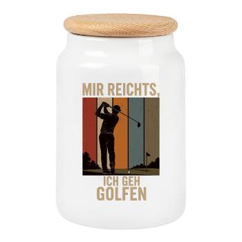 Mir reichts Ich geh golfen Retro Golfer Shirt - Keksdose mit Holzdeckel - Weiß - Vorne