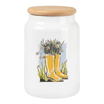 Décoration du jardin - Boîte à biscuits avec couvercle en bois - blanc - Devant