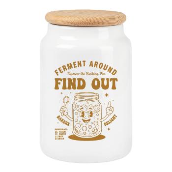 Sourdough Bread Baking Baker Sourdough Starter - Cookie Jar with Wooden Lid - white - Front