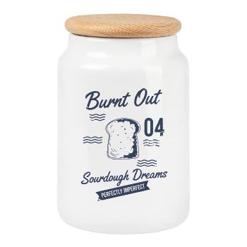 Sauerteigbrot Backen, ausgebrannte Sauerteigträume - Keksdose mit Holzdeckel - Weiß - Vorne
