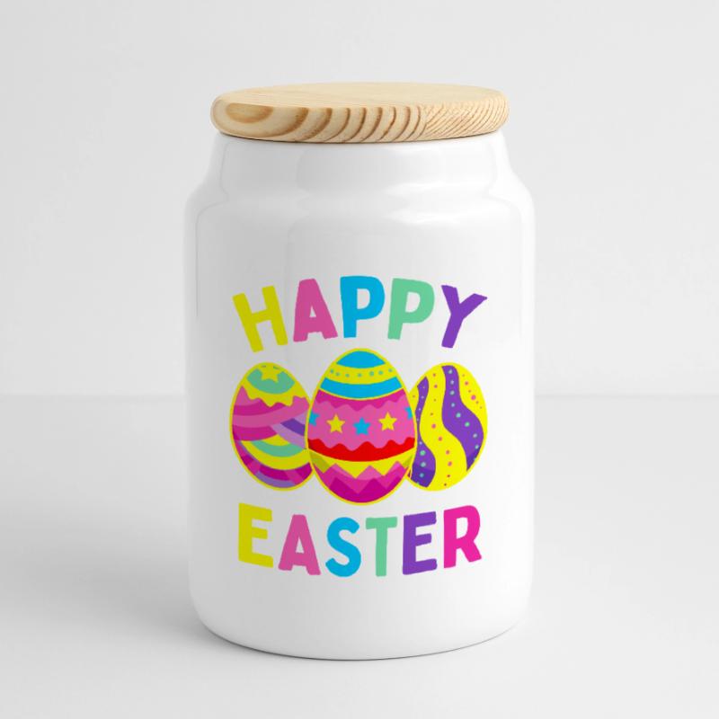 Lebendige Easter Eggs Parade Keksdose mit Holzdeckel