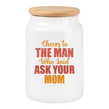 Funny Dad Humor Relaxed Dad Vibes Clothing - Cookie Jar with Wooden Lid - white - Front