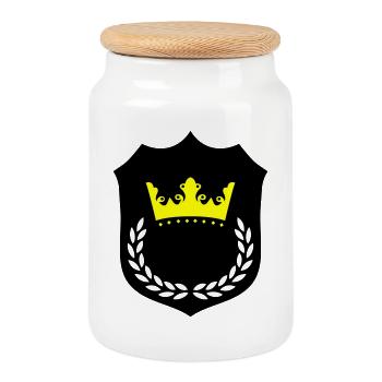 Couronne Splendeur Jaune Noir - Boîte à biscuits avec couvercle en bois - blanc - Devant