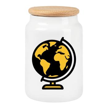 École Globe Globe Earth - Boîte à biscuits avec couvercle en bois - blanc - Devant