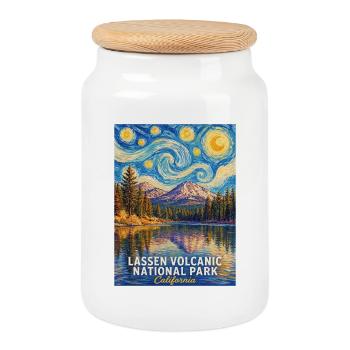 Laissons l’affiche Volcano Night en Californie - Boîte à biscuits avec couvercle en bois - blanc - Devant
