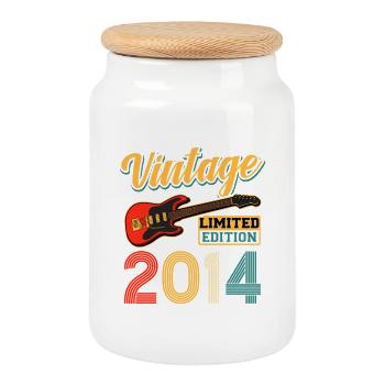 Art de guitare électrique vintage édition limitée 2014 - Boîte à biscuits avec couvercle en bois - blanc - Devant