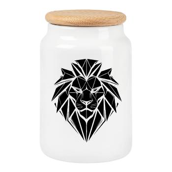 Style Lion – Force & Orgueil – Leo - Boîte à biscuits avec couvercle en bois - blanc - Devant