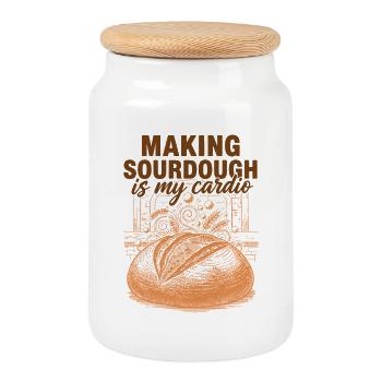 Sourdough Making Sourdough Is My Cardio Bread - Cookie Jar with Wooden Lid - white - Front