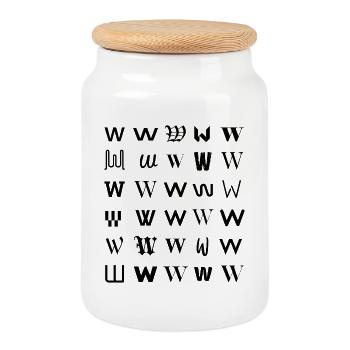 Typografie W-Monogramm-Buchstabenmosaikdesign - Keksdose mit Holzdeckel - Weiß - Vorne
