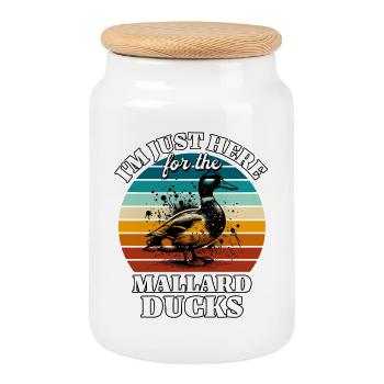 Funny Mallard Sayings - Cookie Jar with Wooden Lid - white - Front