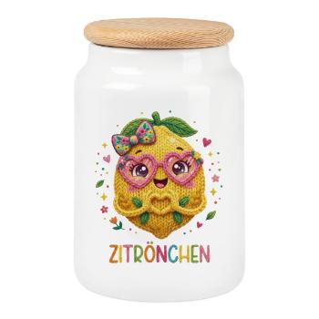 Zitrone Zitrönchen - Keksdose mit Holzdeckel - Weiß - Vorne
