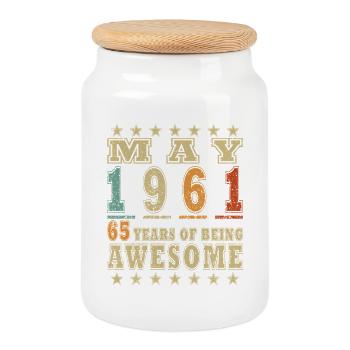 Légende de l’anniversaire de mai 1961 - Boîte à biscuits avec couvercle en bois - blanc - Devant