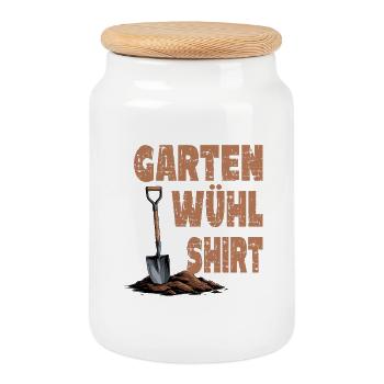 Garden Rooting Shirt Funny Motif for Hobby Gardeners - Cookie Jar with Wooden Lid - white - Front