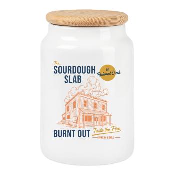 Boulanger au pain au levain La Dalle au levain - Boîte à biscuits avec couvercle en bois - blanc - Devant