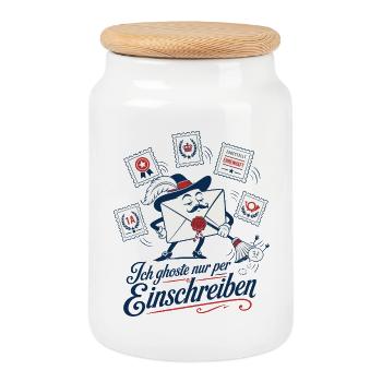 Ich ghoste nur per Einschreiben - Keksdose mit Holzdeckel - Weiß - Vorne