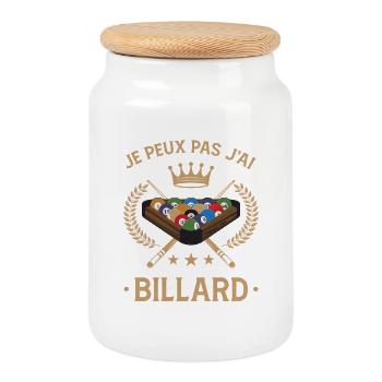 Je Peux Pas J'ai Billard Humour Joueur Cadeau  - Boîte à biscuits avec couvercle en bois - blanc - Devant
