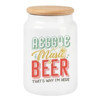 Reggae Music & Beer | Bier & Vibes - Keksdose mit Holzdeckel - Weiß - Vorne