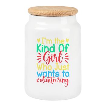 Fille d’appréciation du bénévolat veut juste du bénévolat - Boîte à biscuits avec couvercle en bois - blanc - Devant