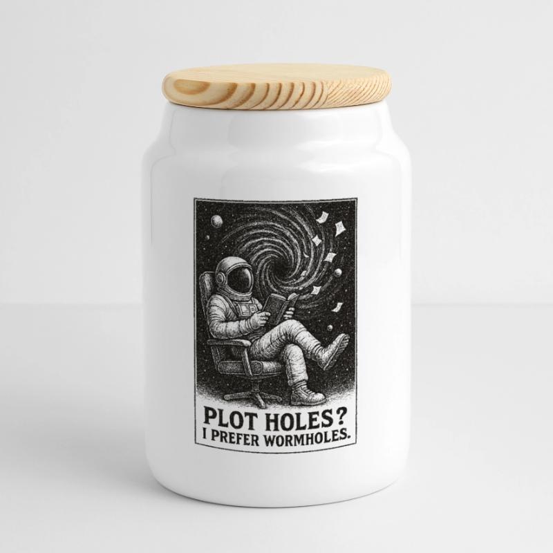 Plotlöcher? Lieber Wurmlöcher | Sci-Fi Keksdose mit Holzdeckel