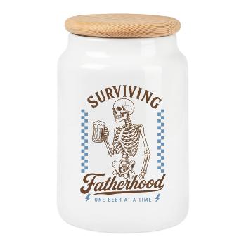 Surviving Fatherhood Beer Dad Shirt - Cookie Jar with Wooden Lid - white - Front
