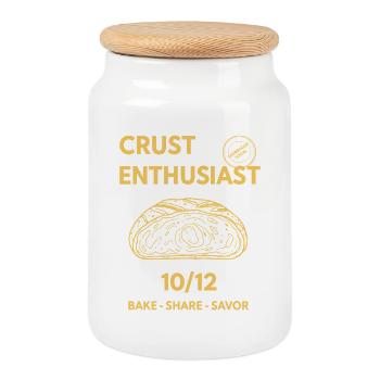 Sourdough Bread Baking Baker Crust Enthusiast - Cookie Jar with Wooden Lid - white - Front