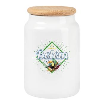 Belem in Para Brasilien mit Retro Tukan Souvenir - Keksdose mit Holzdeckel - Weiß - Vorne